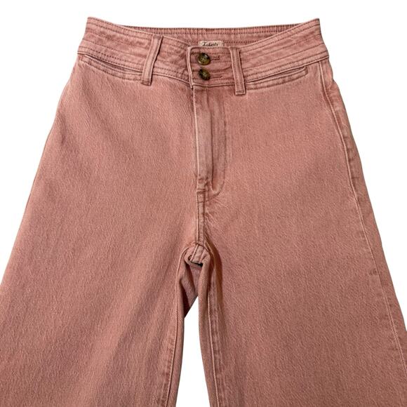 Faherty Harbor Crop Jeans Wide Leg Ankle Length Clay Pink Wash - Size 24 - Picture 3 of 14